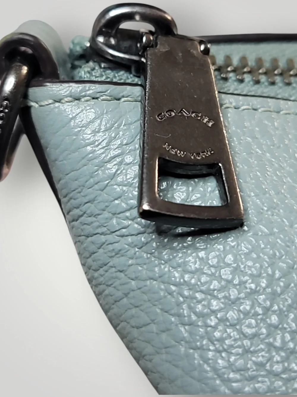 Coach Prairie Pebbled Leather Satchel in Slate Blue Gray Great Condition